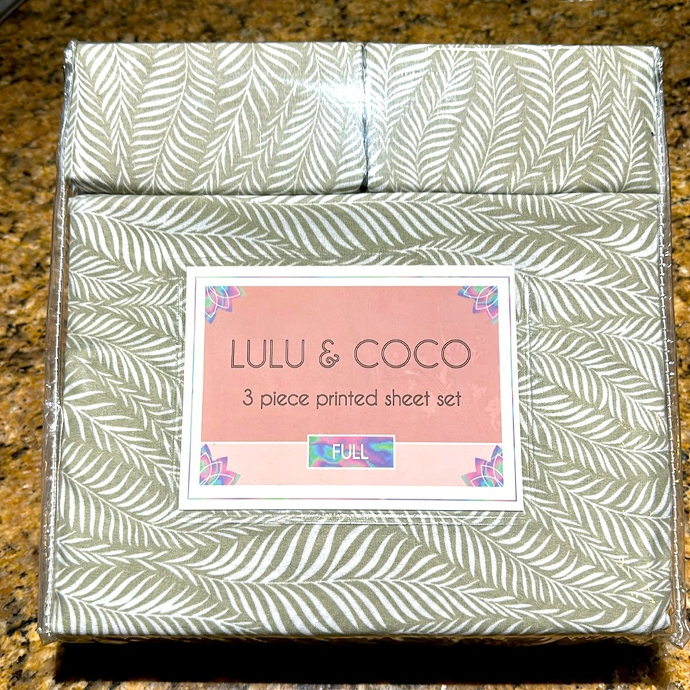 LULU & COCO Fern Pattern - 3 Piece Sheet Set
